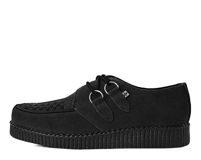 Black Faux Suede Viva Low Creeper Women TUK Shoes Vegan Black Faux Suede Viva Low Creeper Women TUK Shoes Vegan