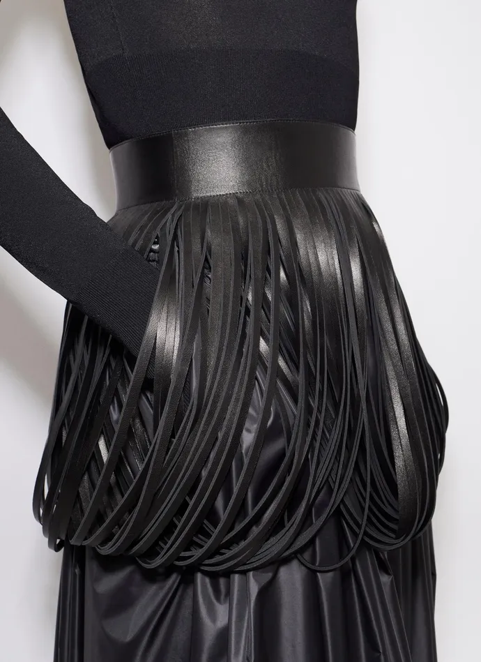 Black FRINGED LEATHER BELT Women Alaa Belts
