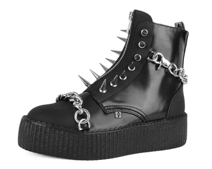 Black Haze Spike and Chain Viva Mondo Boot Women TUK Shoes Boots