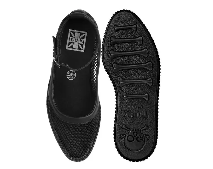 Black Holographic Vegan Pointed Ballet Creepers Women TUK Shoes Mary Janes Black Holographic Vegan Pointed Ballet Creepers Women TUK Shoes Mary Janes