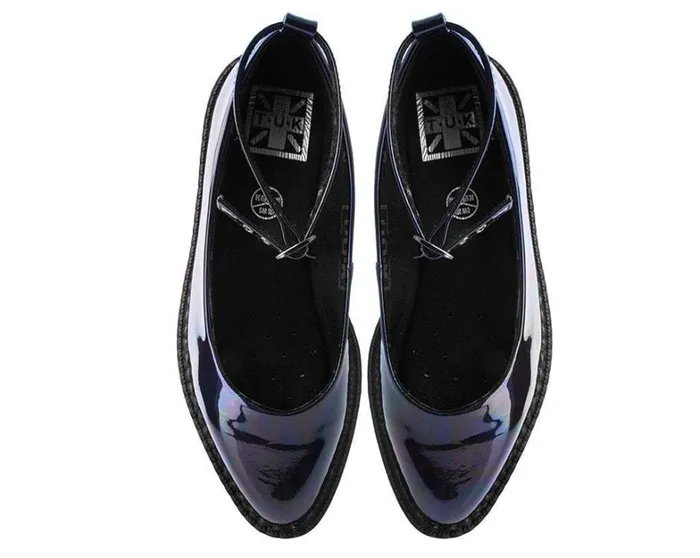 Black Holographic Vegan Pointed Ballet Creepers Women TUK Shoes Vegan