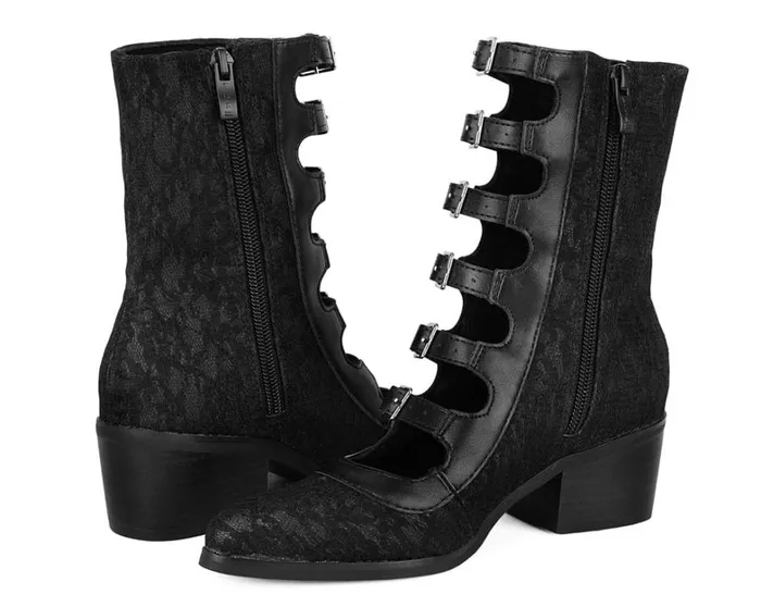 Black Lace MultiStrap Boot Women TUK Shoes Boots Black Lace MultiStrap Boot Women TUK Shoes Boots