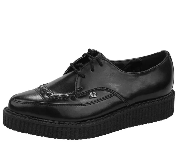 Black Leather Lace Up Pointed Creeper 8211 TUK Shoes Men TUK Shoes Dress Shoes