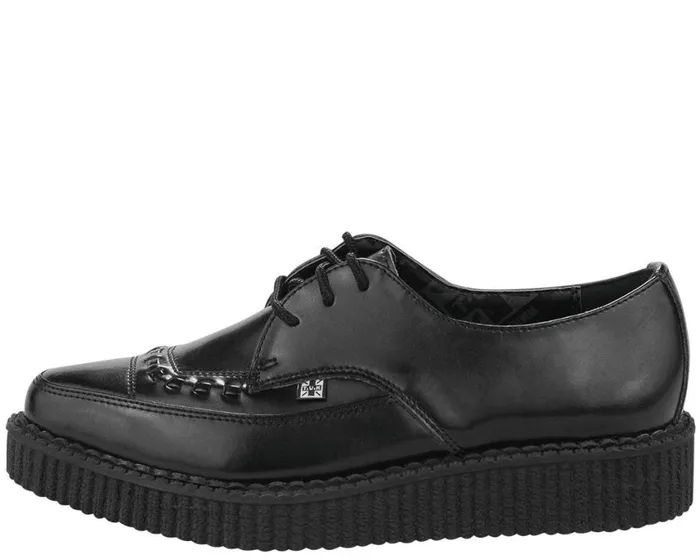 Black Leather Lace Up Pointed Creeper 8211 TUK Shoes Men TUK Shoes Dress Shoes