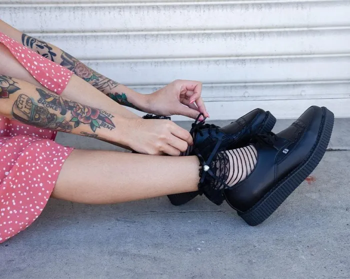 Black Leather Lace Up Pointed Creeper 8211 TUK Shoes Men TUK Shoes Dress Shoes