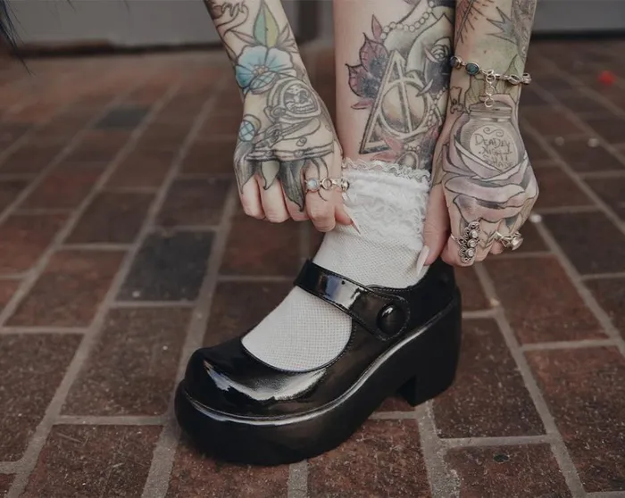 Black Liquid Bubble Mary Jane Platform Women TUK Shoes Mary Janes