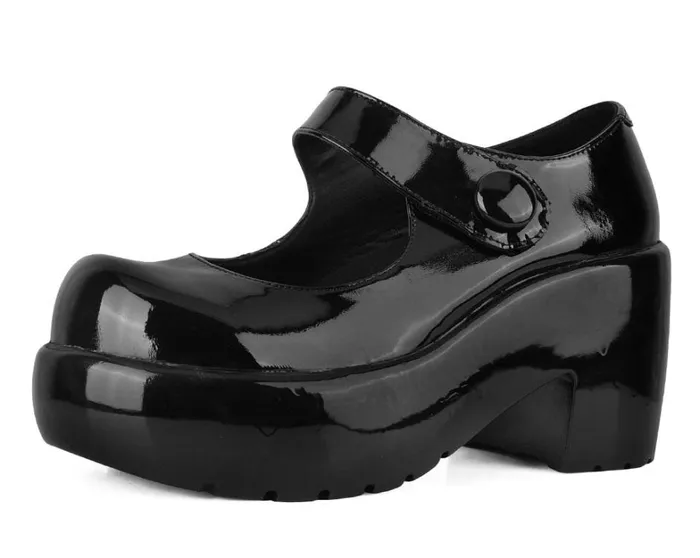 Black Liquid Bubble Mary Jane Platform Women TUK Shoes Platforms
