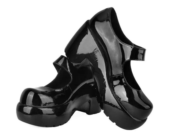Black Liquid Bubble Mary Jane Platform Women TUK Shoes Platforms