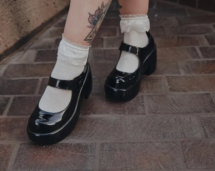Black Liquid Bubble Mary Jane Platform Women TUK Shoes Platforms