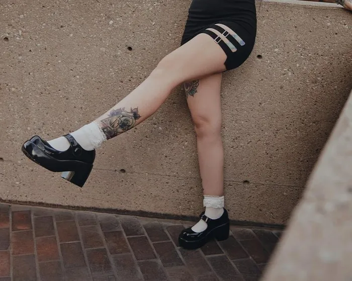 Black Liquid Bubble Mary Jane Platform Women TUK Shoes Platforms