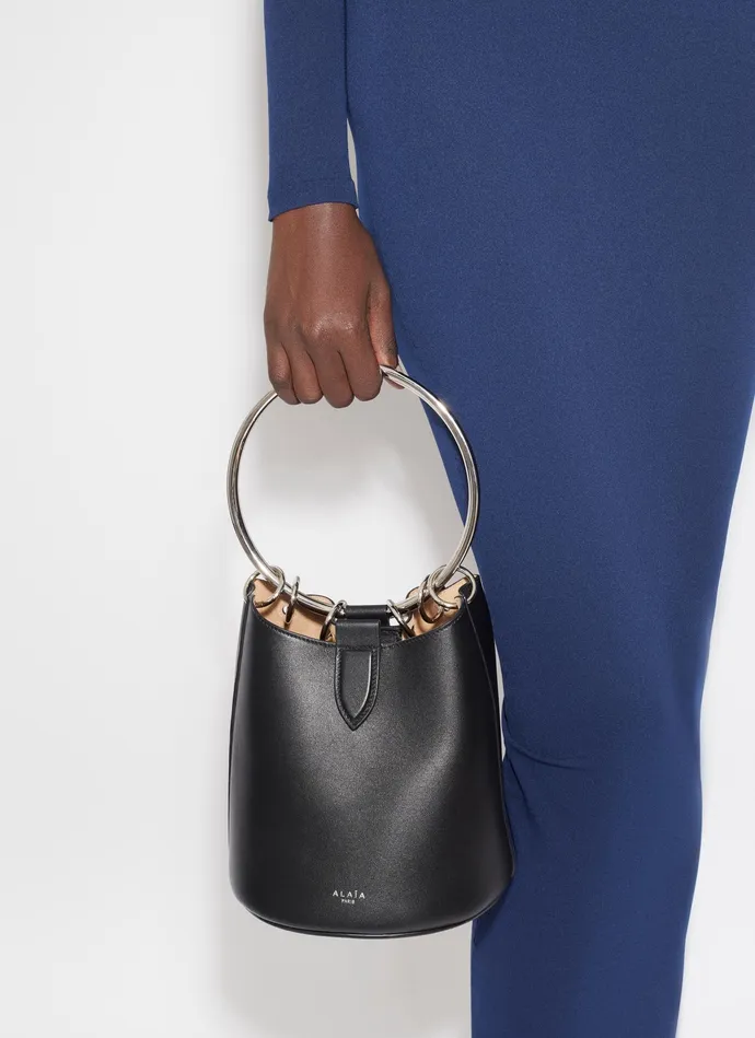 Black RING MEDIUM BUCKET BAG IN CALFSKIN Women Alaa CrossBody Bags
