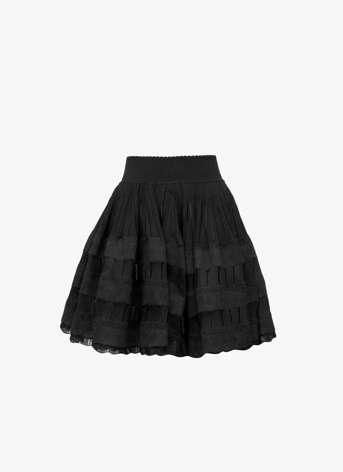 Black Shiny Crinoline Skirt Women Alaa Skirts