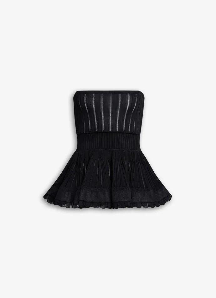 Black SPAGHETTI STRAPS CRINOLINE TOP Women Alaa Tops and Shirts