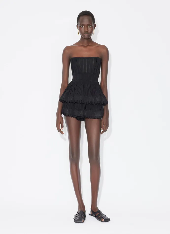 Black SPAGHETTI STRAPS CRINOLINE TOP Women Alaa Tops and Shirts