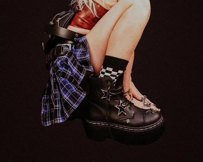 Black Star 7Eye Double Decker Boot Women TUK Shoes Platforms Black Star 7Eye Double Decker Boot Women TUK Shoes Platforms