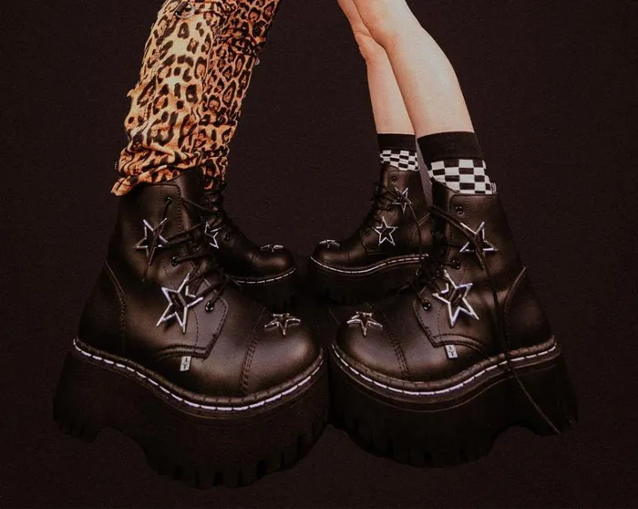 Black Star 7Eye Double Decker Boot Women TUK Shoes Platforms Black Star 7Eye Double Decker Boot Women TUK Shoes Platforms