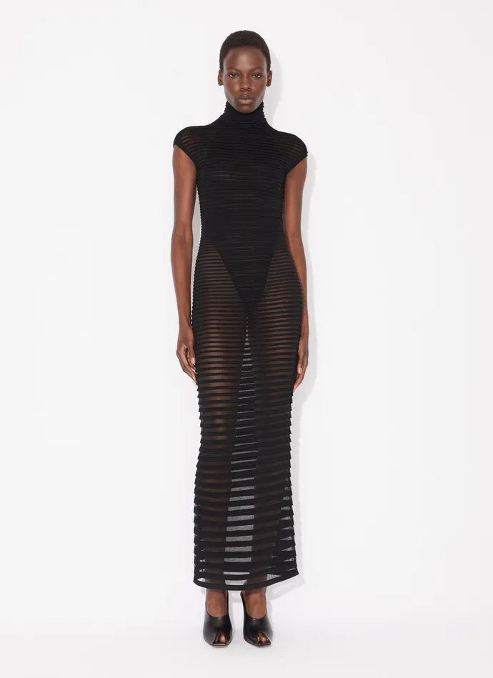 Black STRIPED LONG DRESS Women Alaa Dresses