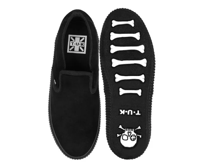 Black Suede SlipOn Creeper Sneaker Women TUK Shoes Sneakers Black Suede SlipOn Creeper Sneaker Women TUK Shoes Sneakers