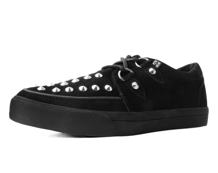 Black Suede Studded DRing Sneaker Men TUK Shoes Sneakers