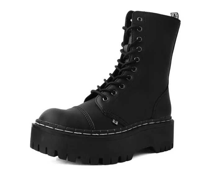 Black TUKskin 10Eye Double Decker Boot Women TUK Shoes Boots