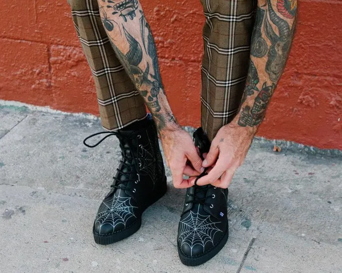 Black TUKskin 7Eye Spiderweb Glow Boot Men TUK Shoes Vegan Black TUKskin 7Eye Spiderweb Glow Boot Men TUK Shoes Vegan
