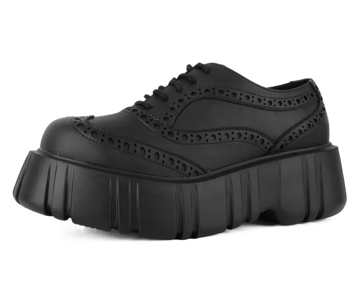 Black TUKskin Anarchic Airship Brogue Women TUK Shoes Platforms