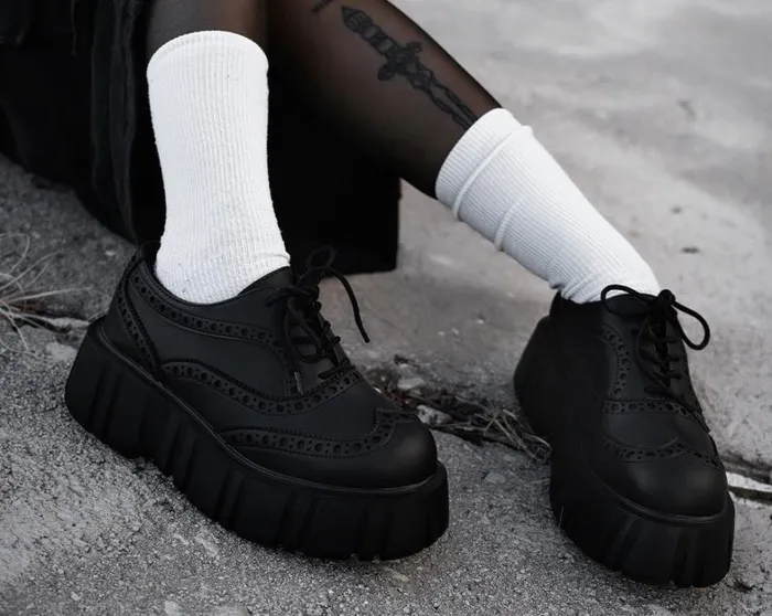 Black TUKskin Anarchic Airship Brogue Women TUK Shoes Platforms Black TUKskin Anarchic Airship Brogue Women TUK Shoes Platforms