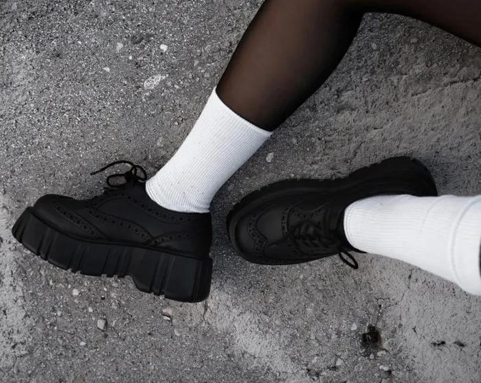 Black TUKskin Anarchic Airship Brogue Women TUK Shoes Platforms Black TUKskin Anarchic Airship Brogue Women TUK Shoes Platforms