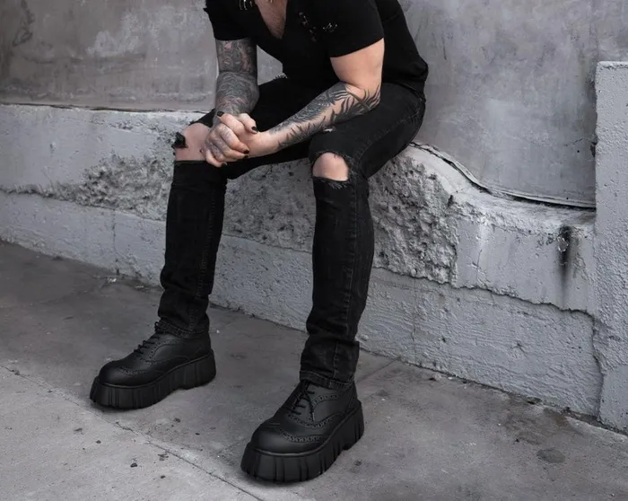 Black TUKskin Anarchic Airship Brogue Women TUK Shoes Platforms Black TUKskin Anarchic Airship Brogue Women TUK Shoes Platforms