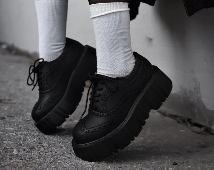 Black TUKskin Anarchic Airship Brogue Women TUK Shoes Platforms Black TUKskin Anarchic Airship Brogue Women TUK Shoes Platforms
