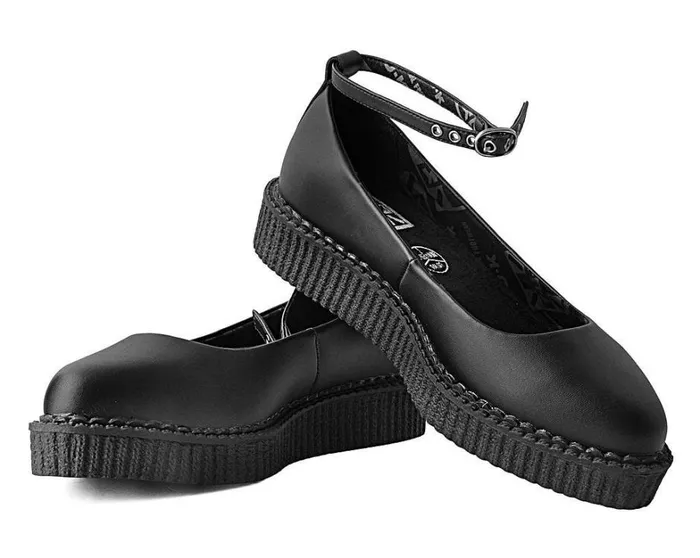 Black TUKskin Ballet Ankle Strap Creeper Mary Jane Shoe Women TUK Shoes Mary Janes