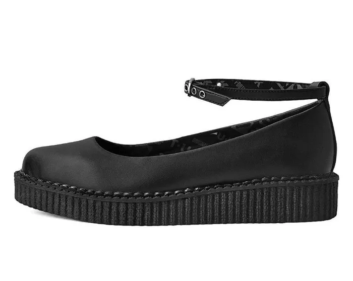 Black TUKskin Ballet Ankle Strap Creeper Mary Jane Shoe Women TUK Shoes Mary Janes