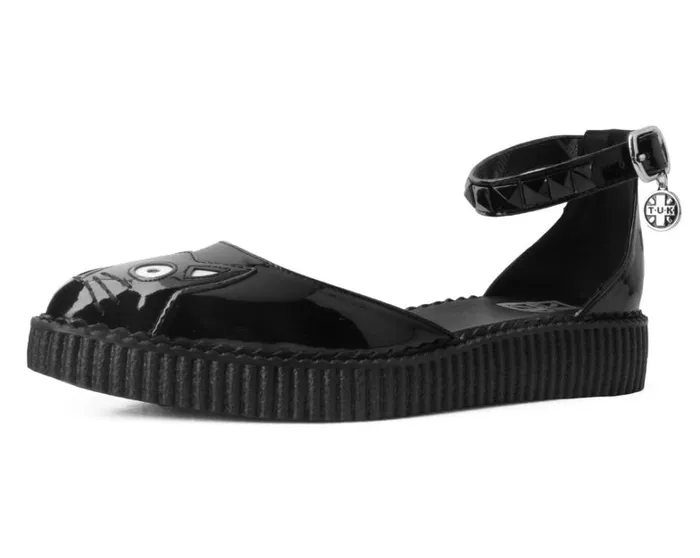 Black TUKskin Pointed Kitty Face Sandal Women TUK Shoes Sandals