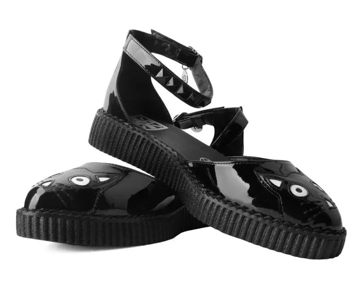 Black TUKskin Pointed Kitty Face Sandal Women TUK Shoes Sandals
