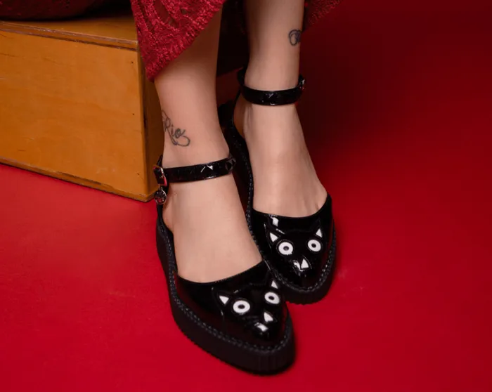 Black TUKskin Pointed Kitty Face Sandal Women TUK Shoes Sandals