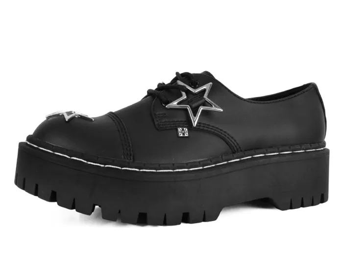 Black TUKskin Star Double Decker Brogue Women TUK Shoes Platforms
