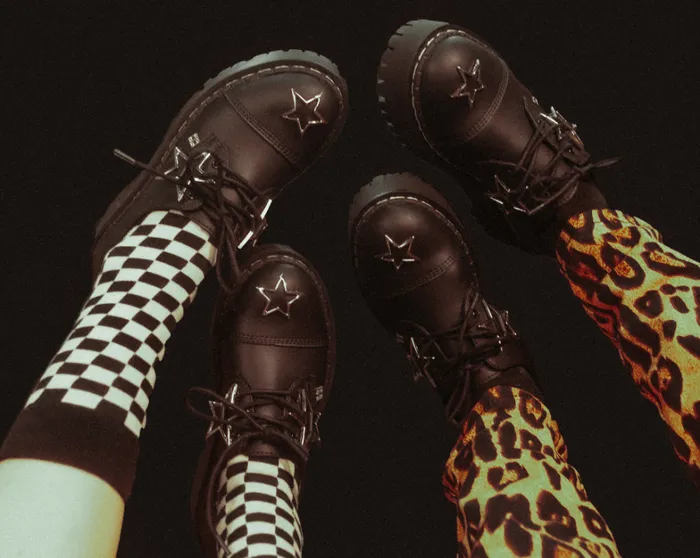 Black TUKskin Star Double Decker Brogue Women TUK Shoes Platforms Black TUKskin Star Double Decker Brogue Women TUK Shoes Platforms