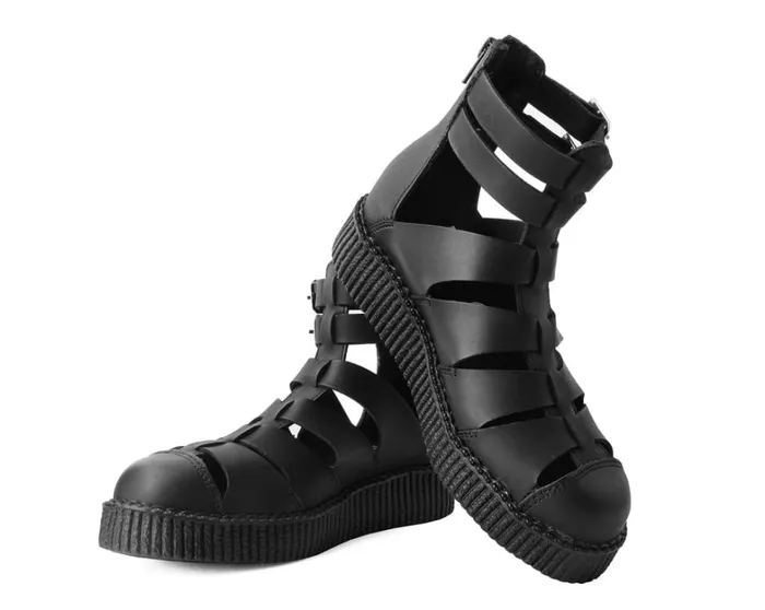 Black TUKskin Vegan Gladiator Viva Low Sole Creeper Sandals Women TUK Shoes Boots Black TUKskin Vegan Gladiator Viva Low Sole Creeper Sandals Women TUK Shoes Boots