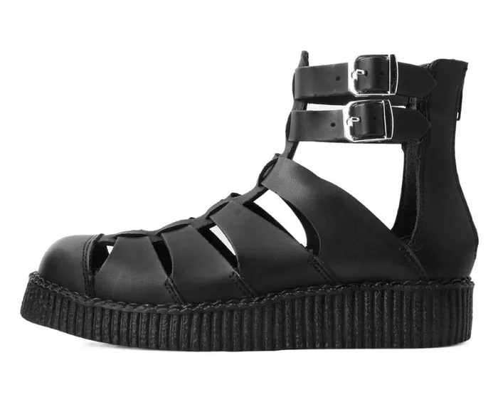 Black TUKskin Vegan Gladiator Viva Low Sole Creeper Sandals Women TUK Shoes Boots Black TUKskin Vegan Gladiator Viva Low Sole Creeper Sandals Women TUK Shoes Boots