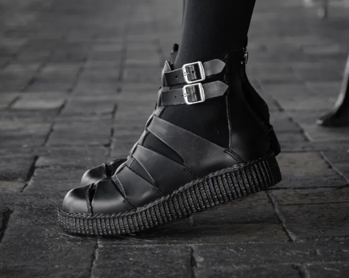 Black TUKskin Vegan Gladiator Viva Low Sole Creeper Sandals Women TUK Shoes Boots Black TUKskin Vegan Gladiator Viva Low Sole Creeper Sandals Women TUK Shoes Boots
