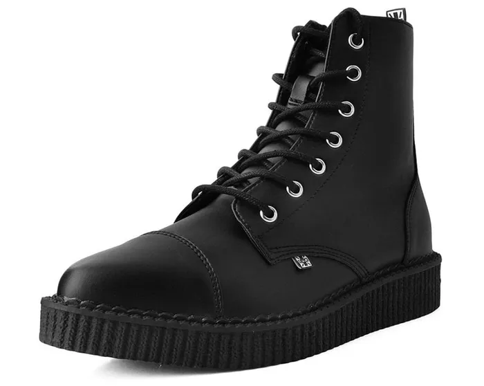 Black TUKskin Vegan Pointed Lace Up Creeper Boots Men TUK Shoes Boots