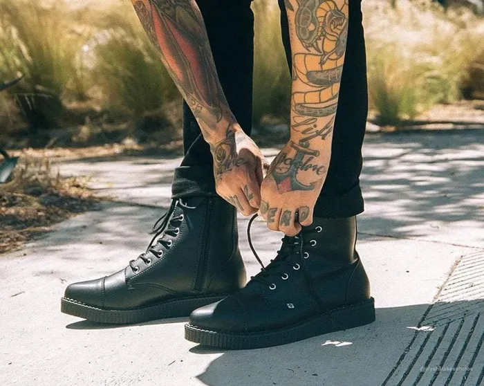 Black TUKskin Vegan Pointed Lace Up Creeper Boots Men TUK Shoes Boots Black TUKskin Vegan Pointed Lace Up Creeper Boots Men TUK Shoes Boots