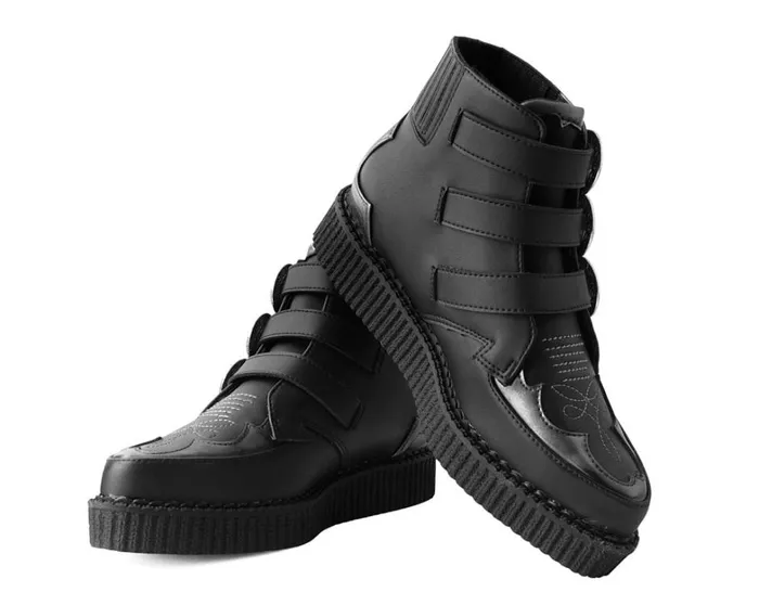 Black TUKskin Western Antique 3Buckle Pointed Boot Men TUK Shoes Vegan Black TUKskin Western Antique 3Buckle Pointed Boot Men TUK Shoes Vegan