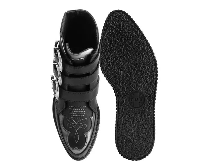 Black TUKskin Western Antique 3Buckle Pointed Boot Men TUK Shoes Vegan Black TUKskin Western Antique 3Buckle Pointed Boot Men TUK Shoes Vegan