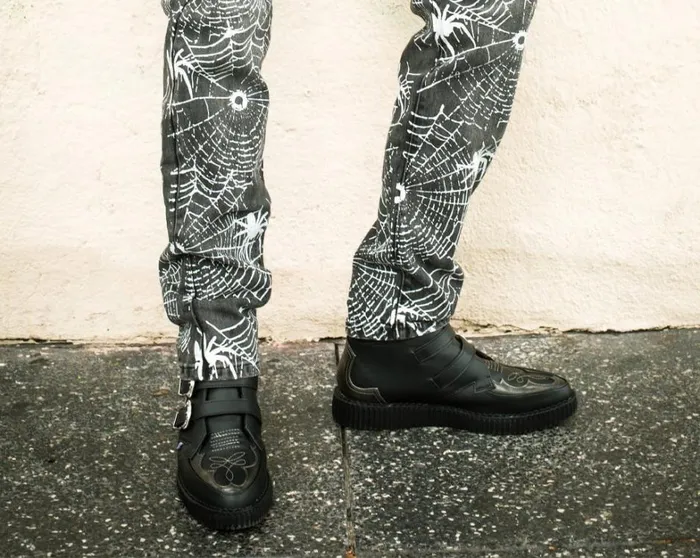 Black TUKskin Western Antique 3Buckle Pointed Boot Men TUK Shoes Vegan Black TUKskin Western Antique 3Buckle Pointed Boot Men TUK Shoes Vegan