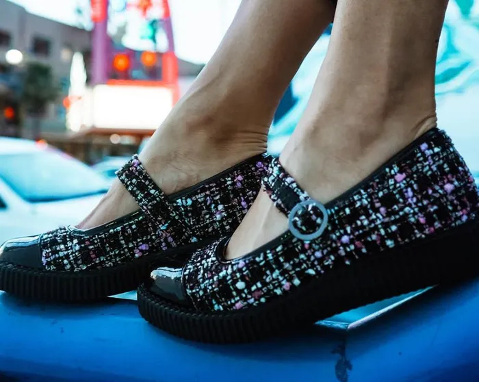 Black Tweed Pointed Mary Jane Women TUK Shoes Mary Janes Black Tweed Pointed Mary Jane Women TUK Shoes Mary Janes