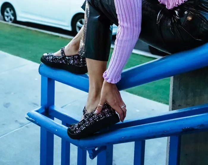 Black Tweed Pointed Mary Jane Women TUK Shoes Mary Janes Black Tweed Pointed Mary Jane Women TUK Shoes Mary Janes
