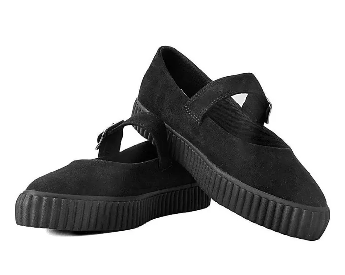 Black Vegan Pointed EZC Mary Jane Creeper Shoe Women TUK Shoes Vegan Black Vegan Pointed EZC Mary Jane Creeper Shoe Women TUK Shoes Vegan