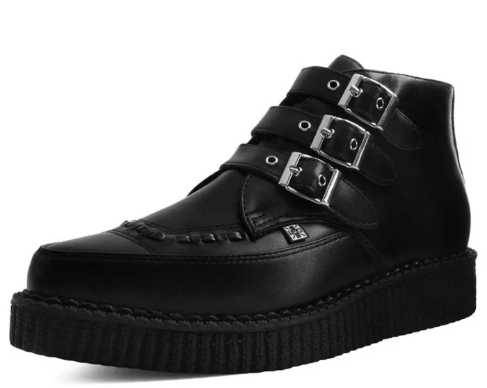 Black Vegan TUKskin 3Buckle Strap Pointed Toe Creeper Boots Men TUK Shoes Vegan Black Vegan TUKskin 3Buckle Strap Pointed Toe Creeper Boots Men TUK Shoes Vegan