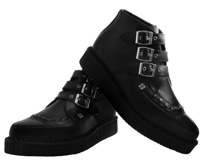 Black Vegan TUKskin 3Buckle Strap Pointed Toe Creeper Boots Men TUK Shoes Vegan Black Vegan TUKskin 3Buckle Strap Pointed Toe Creeper Boots Men TUK Shoes Vegan